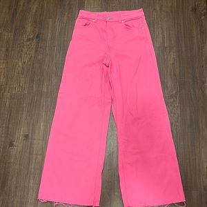 H&M Pink Wide Leg Twill Pants